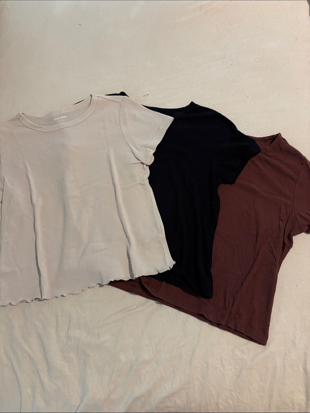Old Navy Tee Set - Ivory, Black & Deep Burgundy